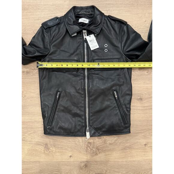 Coach 1941 $1,500 Black Leather Zip Officer Jacket Motorcycle 56969 Size 44 - Picture 5 of 8